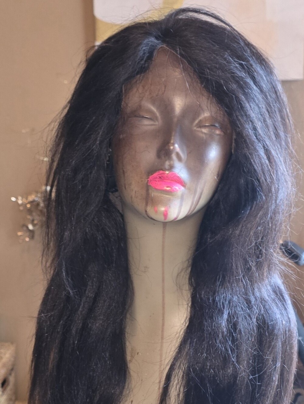Light Yaki Wig With Layers, Human Hair